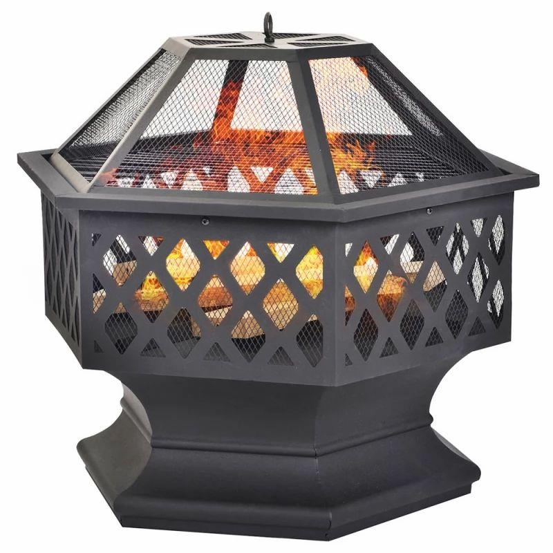 Fire Pit with Grill Grate, Fire Bowl with Spark Guard Pit for BBQ, Heating, Garden, Patio  |   Outdoors & Camping Sports & Outdoors Outdoors & Camping