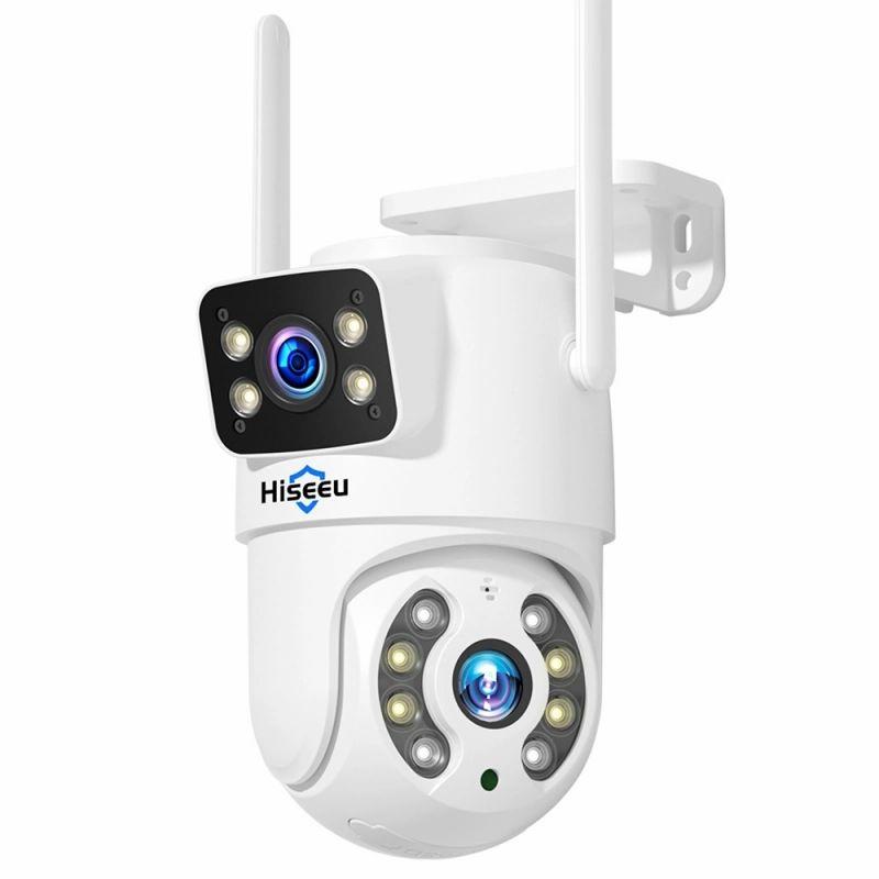 Hiseeu 4K 6MP Outdoor WiFi Camera, Dual Lens, Double Screen, 2-way Audio, Color Night Vision, Auto Tracking  |   Security System Security System Security System