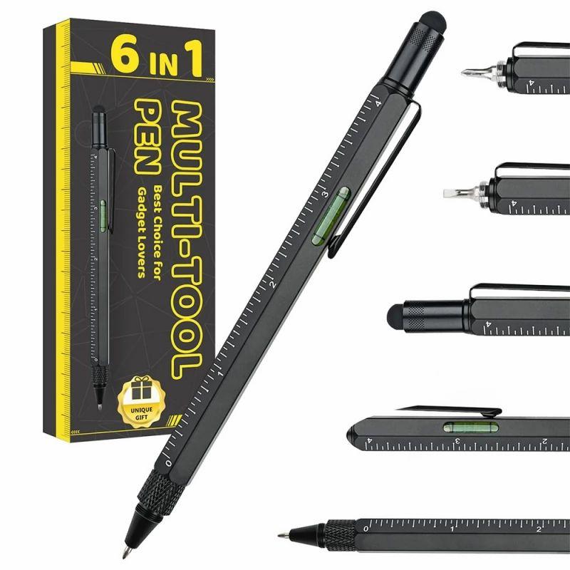 HMP P136A 6-in-1 Multitool Pen, with Stylus, Ruler, Bubble Level, Screwdriver, Retractable Pen Function – Black  |   Tools Electronics Black