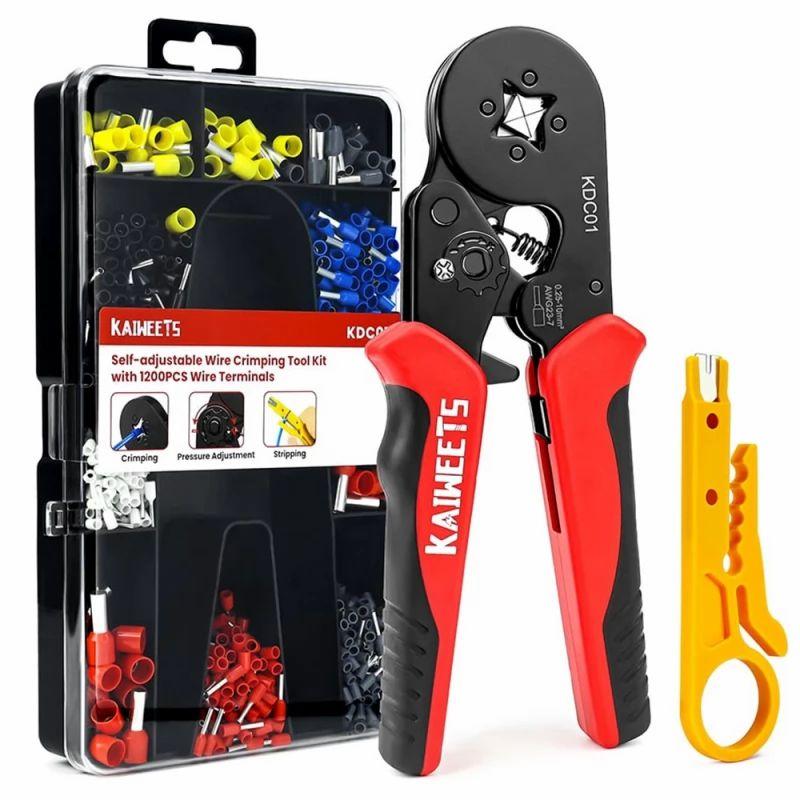 KAIWEETS KDC01 Wire Crimping Tools Set, AWG 23-7 Self-Adjustable, with 1200pcs Wire Terminals  |   Tools Electronics Tools