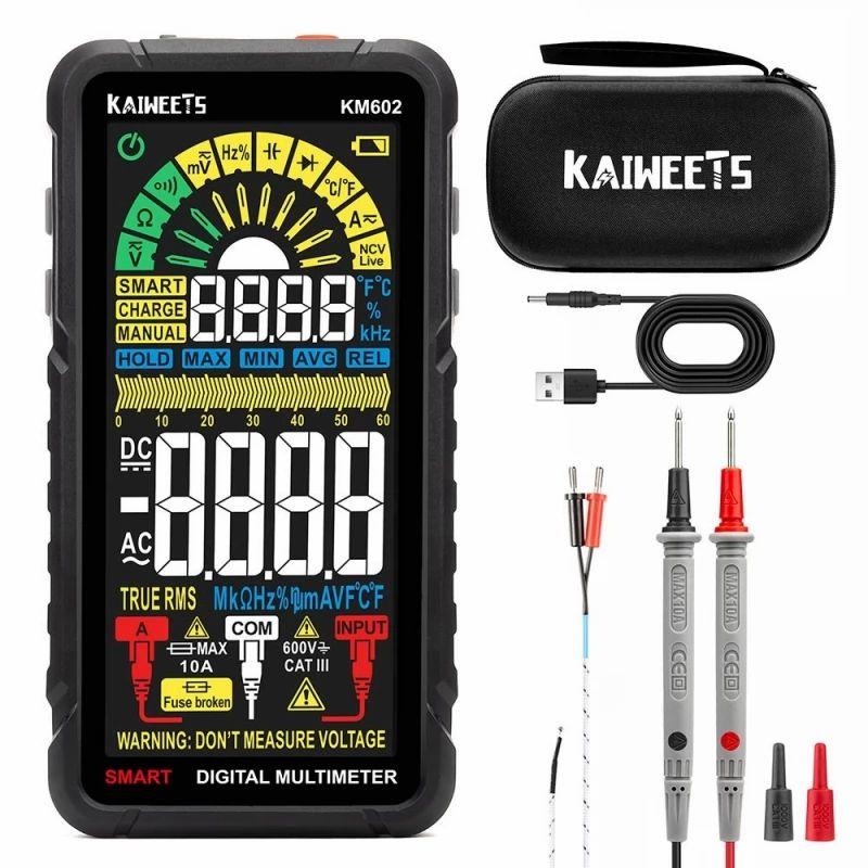 KAIWEETS KM602 Smart Digital Multimeter, 6000 Counts True-RMS Meter, 1200mAh Rechargeable Battery – Black  |   Tools Electronics Black