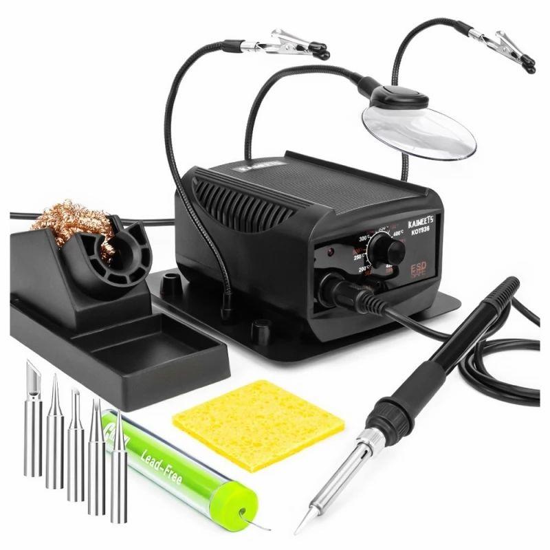 KAIWEETS KOT936 Electric Soldering Station for Welding, 200-480 Celsius Temperature Range, 900M Soldering Iron Tips  |   Tools Electronics Black