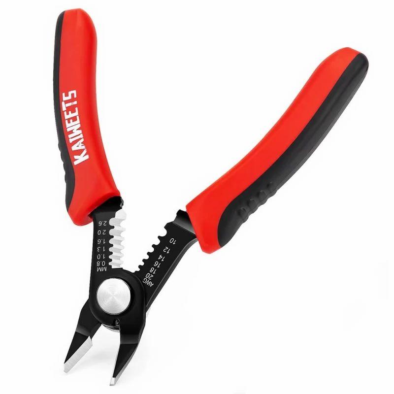 KAIWEETS KWS-102 2 in 1 Wire Cutters, 6-inch Flush Pliers Wire Stripping Cable Tool with TPR Handle  |   Tools Electronics Red + Black