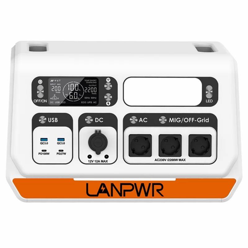 LANPWR 2200PRO Portable Power Station, with On-grid Inverter, Support 200W/400W/600W/800W – EU Plug  |   Power Station Solar Generator Energy Savings Power Station Solar Generator