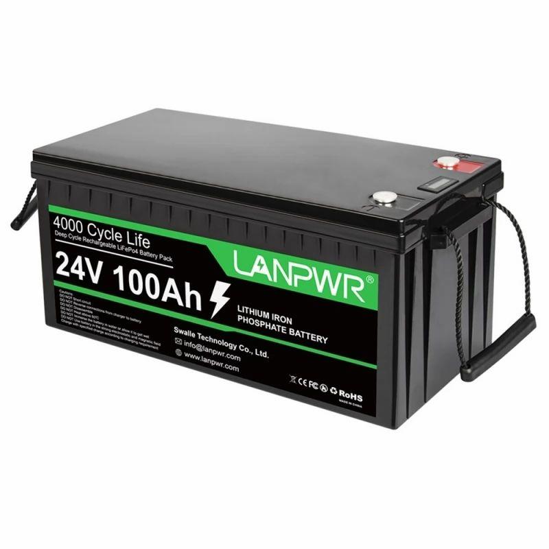 LANPWR 24V 100Ah LiFePO4 Lithium Battery Pack Backup Power, 2560Wh Energy, 4000 Deep Cycles, Built-in 100A BMS  |   Battery Pack Battery Pack Battery Pack