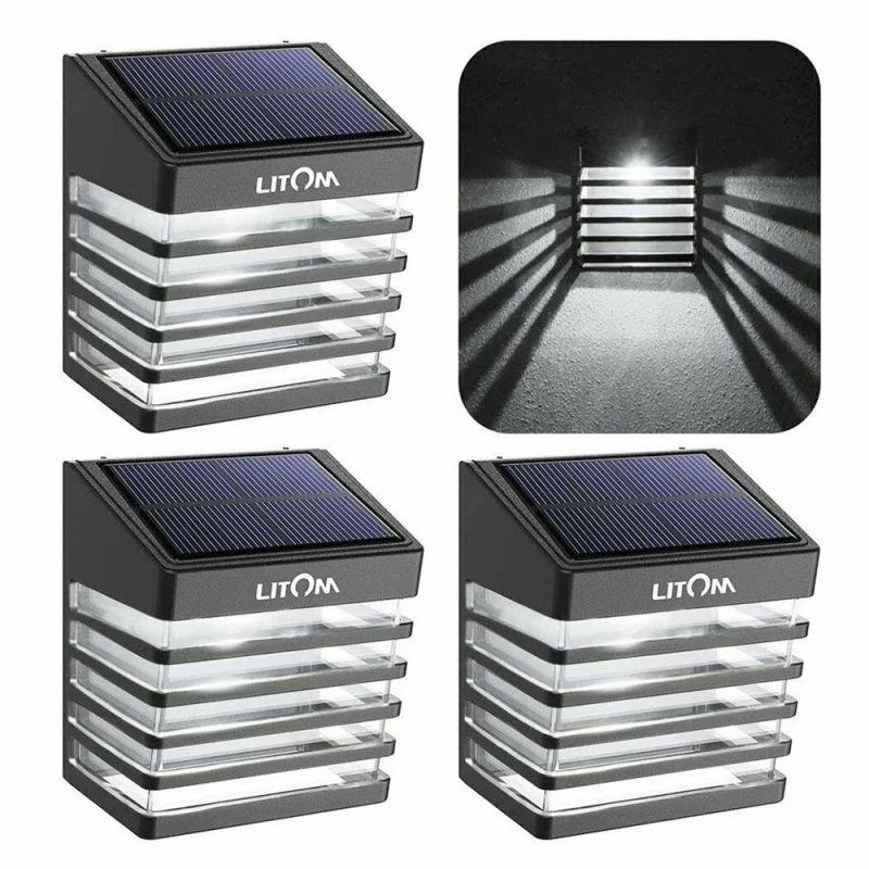 LITOM LED Solar Fence Lights, 2 Lighting Modes, IP65 Waterproof, Smart Side Button, for Garden Patio Front Door, 4Pcs  |   Garden Supplies Garden Supplies Garden Supplies