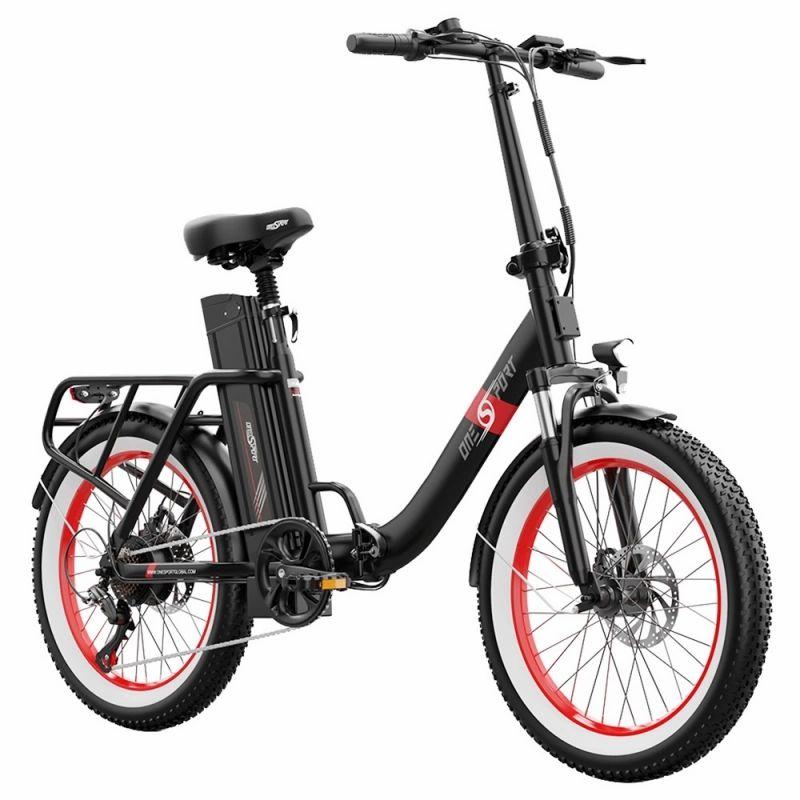 ONESPORT OT16-2 Foldable Electric Bike, 250W Motor, 48V 17Ah Battery, 20*3.0 inch Tires – Black Red  |   Electric Bike Electric Bike Electric Bike