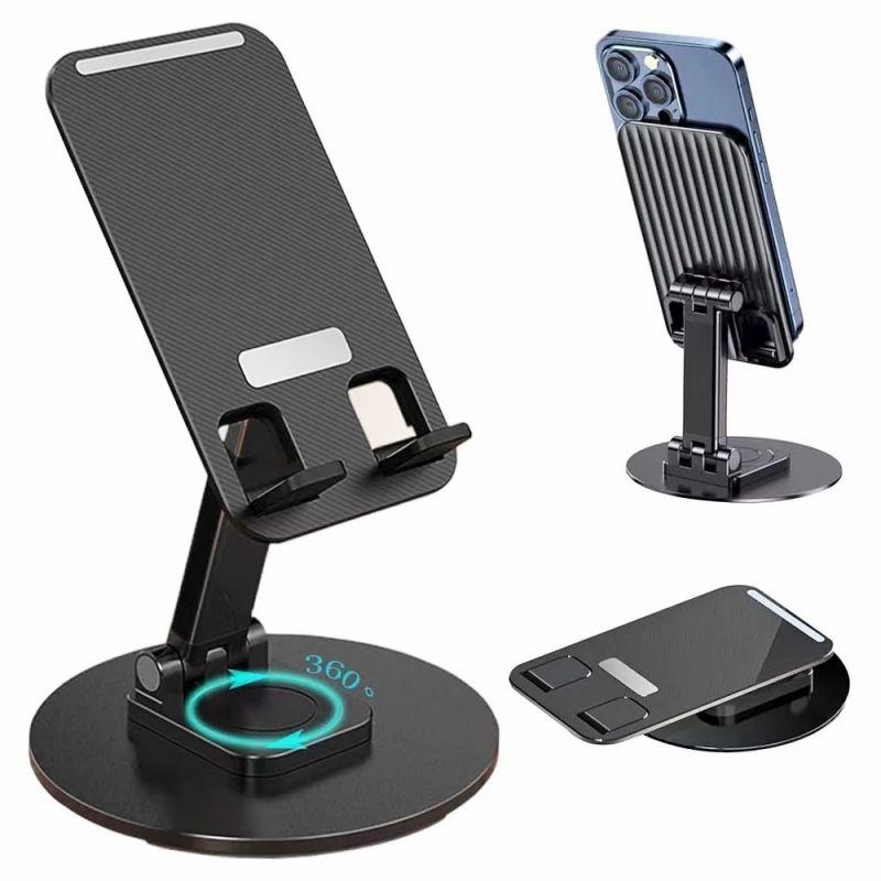 Portable Foldable Phone Stand, 360 Degree Rotation, Height Adjustable, Cell Phone Holder – Black  |   Home Gadgets Home Gadgets Home Gadgets