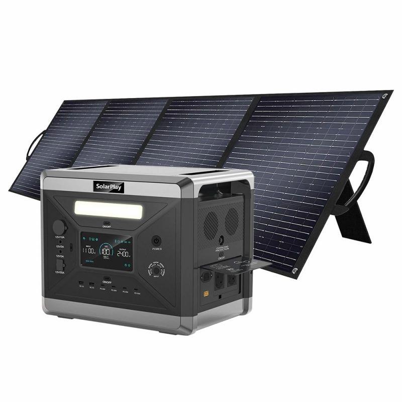 SolarPlay Q2501 + 1 Pcs SolarPlay T200 200W Solar Panel Kit  |   Solar Panel Energy Savings Power Station Solar Generator