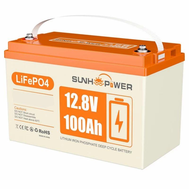 SUNHOOPOWER 12V 100Ah LiFePO4 Battery, 1280Wh Energy, Built-in 100A BMS, Max.1280W Load Powe  |   Battery Pack Battery Pack Battery Pack