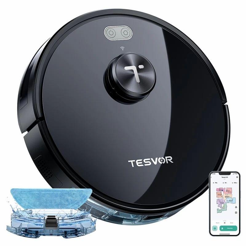 Tesvor S5 Robot Vacuum Cleaner, 3 in 1 Vacuum Mopping Sweeping, 3000Pa Suction, LiDAR Navigation – Black  |   Robot Vacuum Cleaner Robot Vacuum Cleaner Robot Vacuum Cleaner