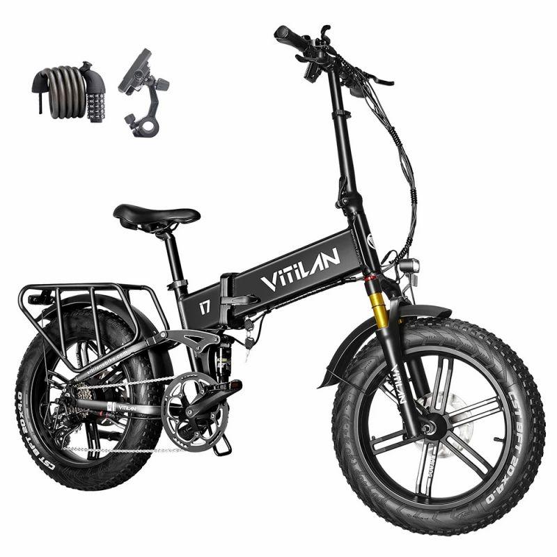 Vitilan I7 Pro 2.0 Foldable Electric Bike, 20*4.0-inch Fat Tire, 750W Bafang Motor, 48V 20Ah Removable Battery – Black  |   Electric Bike Electric Bike Electric Bike