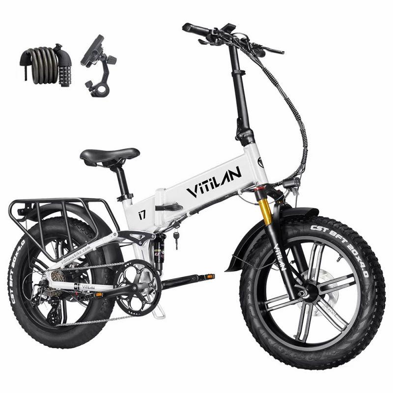 Vitilan I7 Pro 2.0 Foldable Electric Bike, 20*4.0-inch Fat Tire, 750W Bafang Motor, 48V 20Ah Removable Battery – White  |   Electric Bike Electric Bike Electric Bike