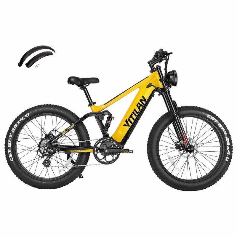 Vitilan T7 Mountain Electric Bike, 26*4.0-inch CST Fat Tires, 750W Bafang Motor, 48V 20Ah Battery – Yellow  |   Electric Bike Electric Bike Electric Bike