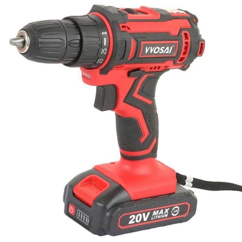 VVOSAI WS-3020-A1 20V Cordless Drill Electric Screwdriver, 3/8 inch Chuck Size, 2 Speed, 1.5Ah Battery, with Paper Box  |   Tools Electronics Tools