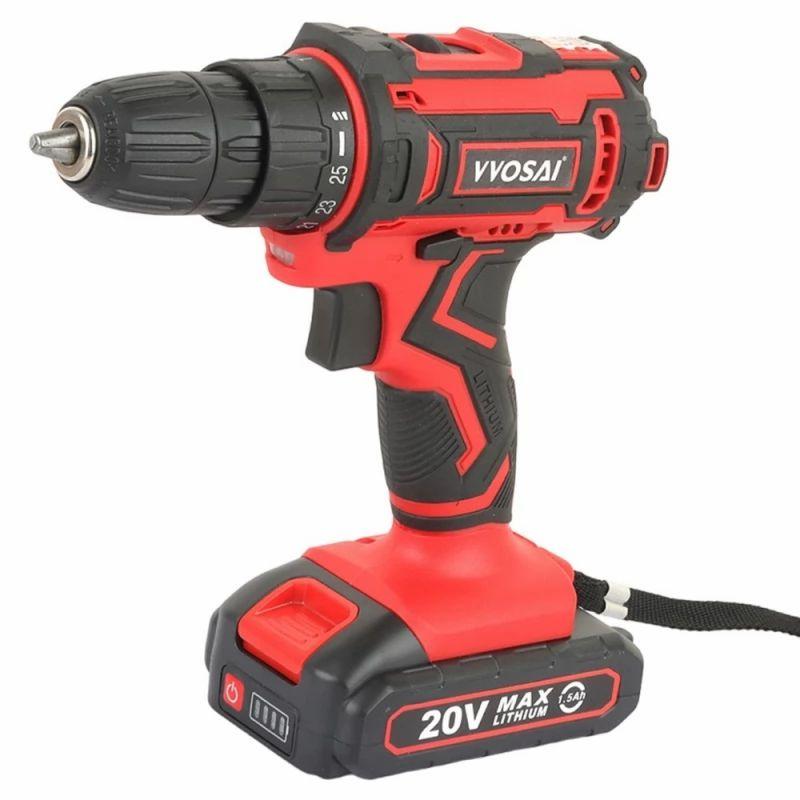 VVOSAI WS-3020-B1 20V Cordless Drill Electric Screwdriver, 3/8 inch Chuck Size, 2 Speed, 1.5Ah Battery, with Tool Bag  |   Tools Electronics Tools