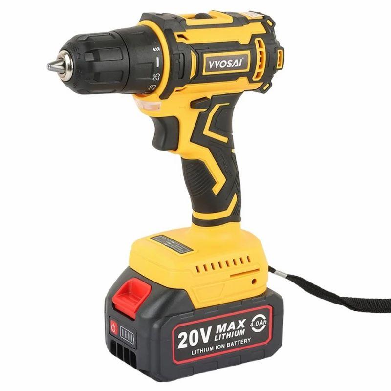 VVOSAI WS-7020-B2P 20V Cordless Drill Electric Screwdriver, 2 Speed, 50N.m Torque, 4.0Ah Battery, with 28pcs Drill Bits  |   Tools Electronics Tools