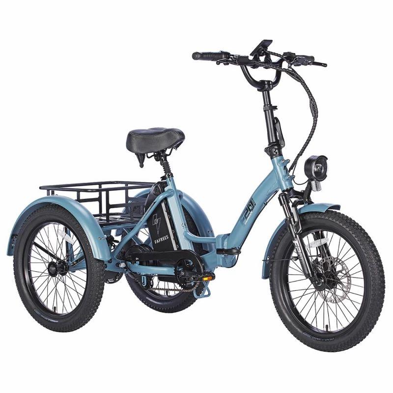 FAFREES F20 Mate Electric Tricycle Cargo, 500W Brushless Motor, 48V/18.2Ah Battery, 20*3.0-inch Fat Tires – Blue  |   Electric Bike Electric Bike Electric Bike