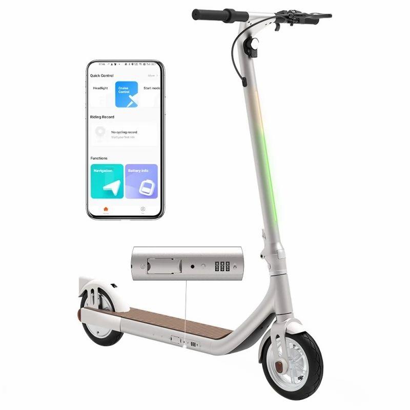 Atomi Alpha Foldable Electric Scooter, 650W Motor, 10Ah Battery, 2A Charger, Anti-theft Cable Lock – Zinc White  |   Electric Scooter Electric Scooter Electric Scooter