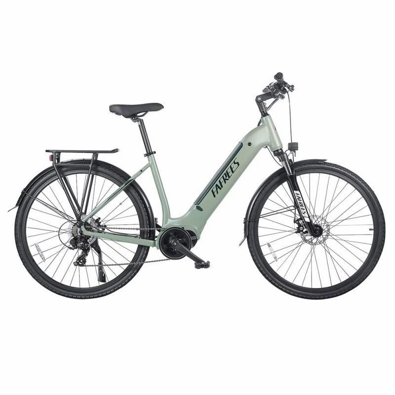 FAFREES FM9 700C*45C Tire Step-through City Electric Bike, 250W Bafang Mid-drive Motor, 15Ah Battery – Green  |   Electric Bike Electric Bike Electric Bike